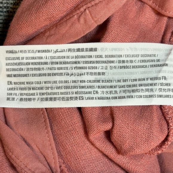 Abercrombie & Fitch Knotted Linen Coral Pink Mini Skirt Sz Large - Picture 7 of 11